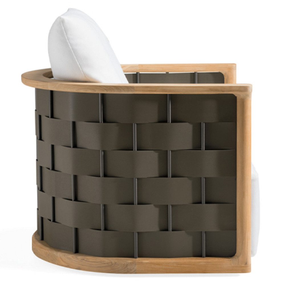 Дизайнерское уличное кресло из массива дерева с плетеной спинкой PALINFRASCA Armchair