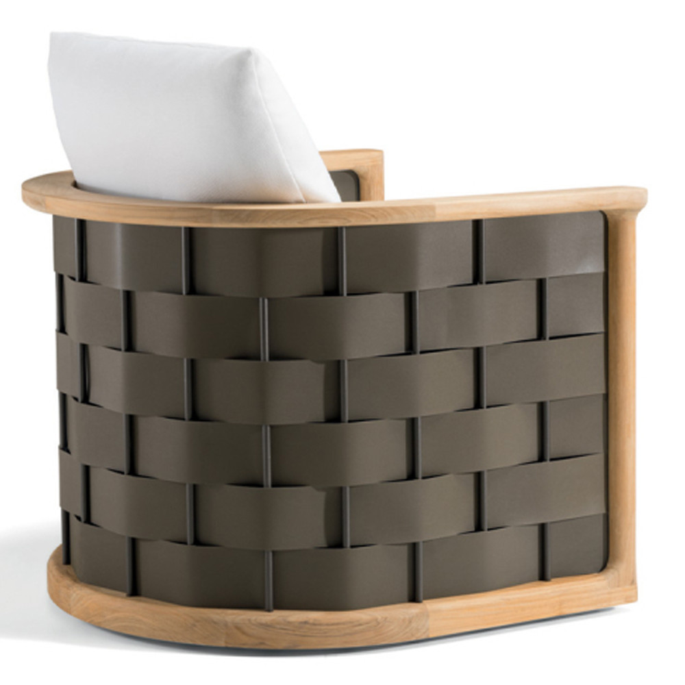 Дизайнерское уличное кресло из массива дерева с плетеной спинкой PALINFRASCA Armchair