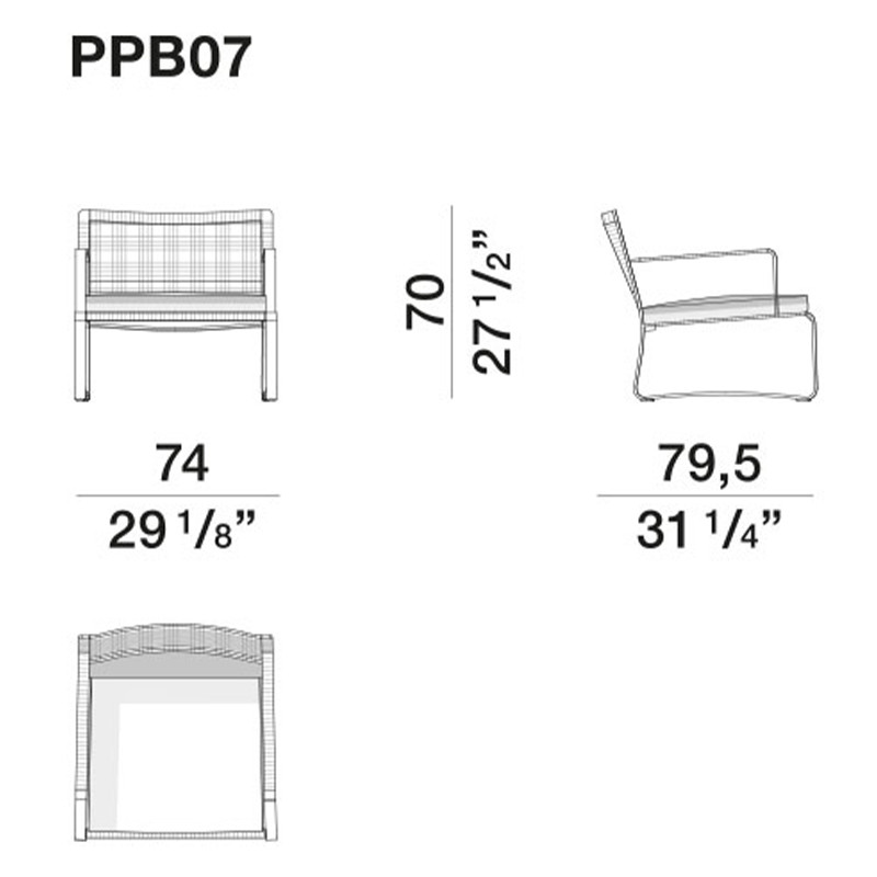 Дизайнерское уличное кресло на металлическом каркасе PHOENIX Armchair
