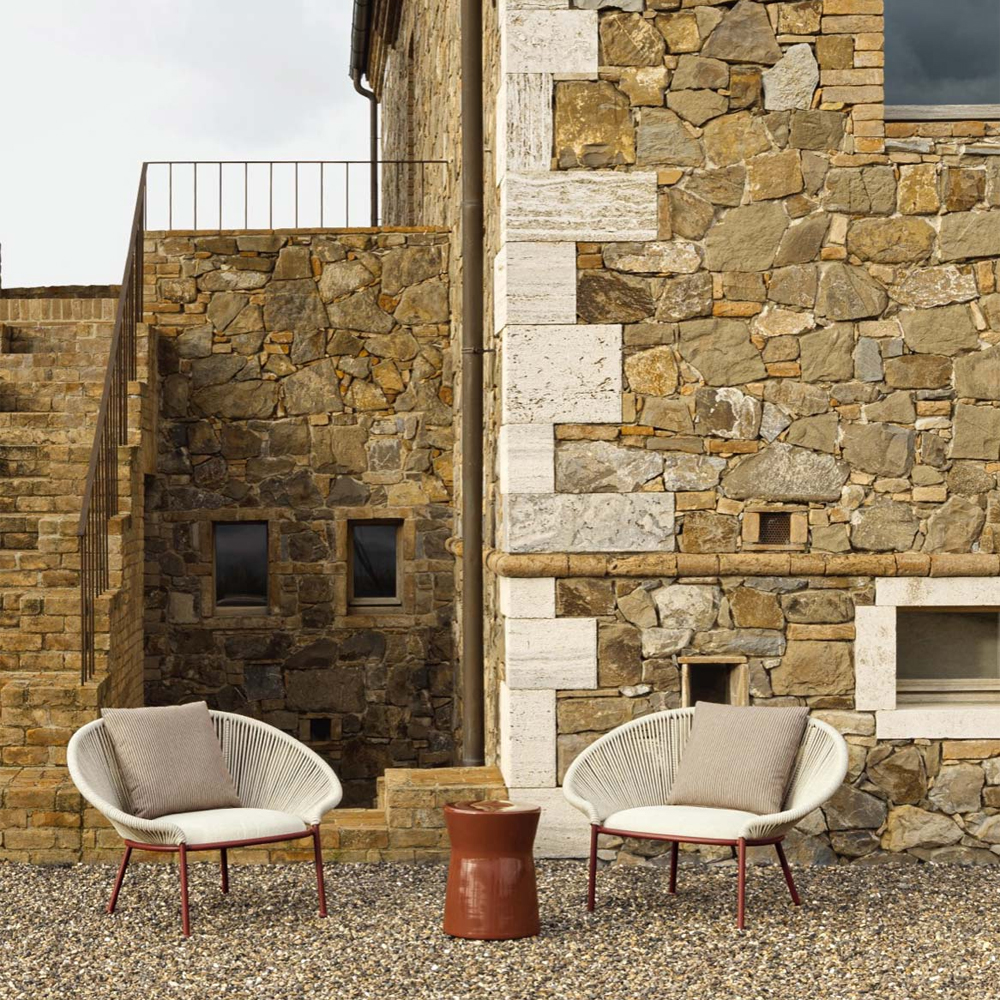 Дизайнерское уличное кресло с веревочной спинкой PETALO Armchair