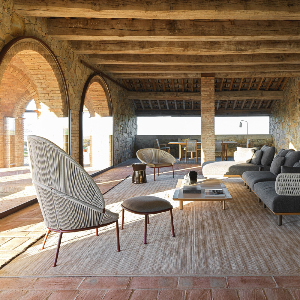 Дизайнерское уличное кресло с веревочной спинкой PETALO Armchair