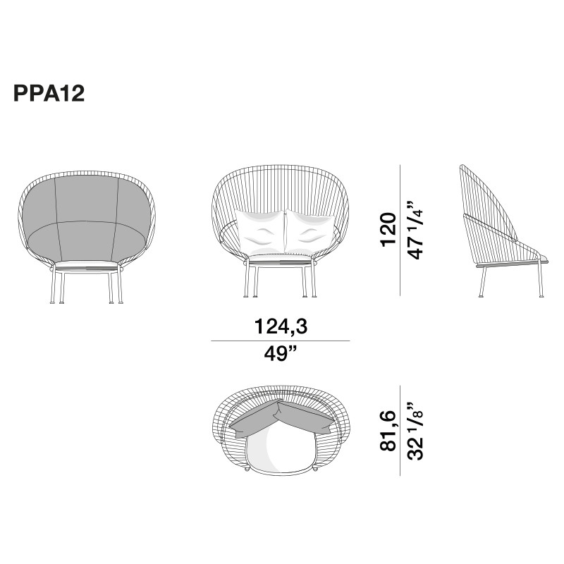 Дизайнерское уличное кресло с веревочной спинкой PETALO Armchair
