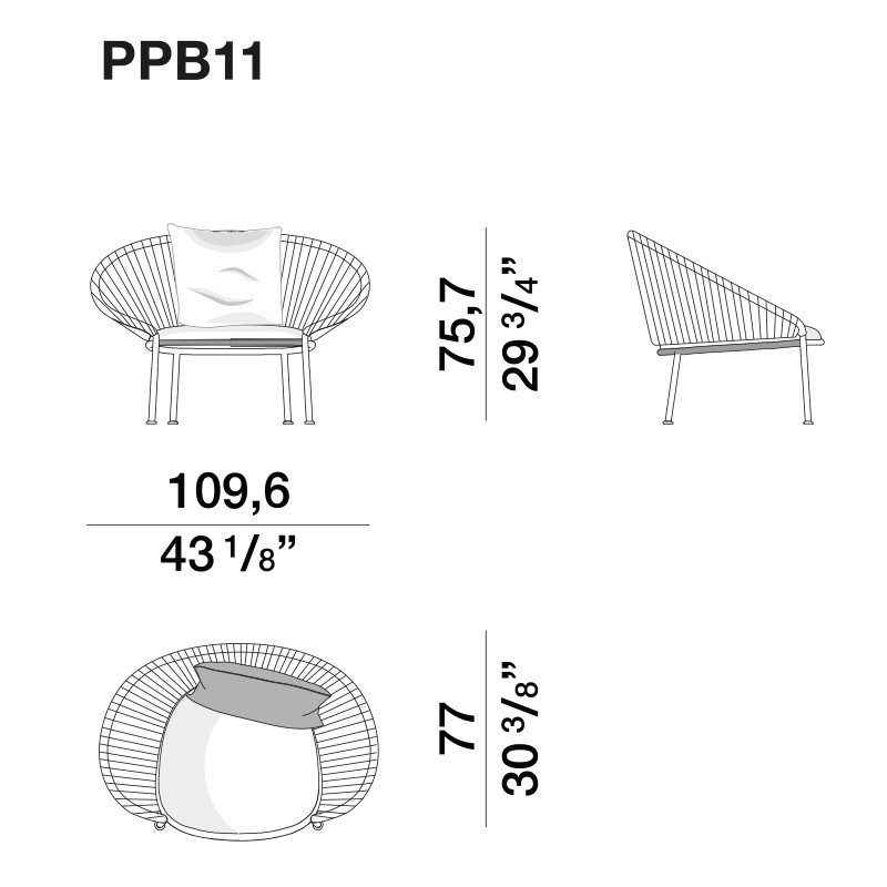Дизайнерское уличное кресло с веревочной спинкой PETALO Armchair