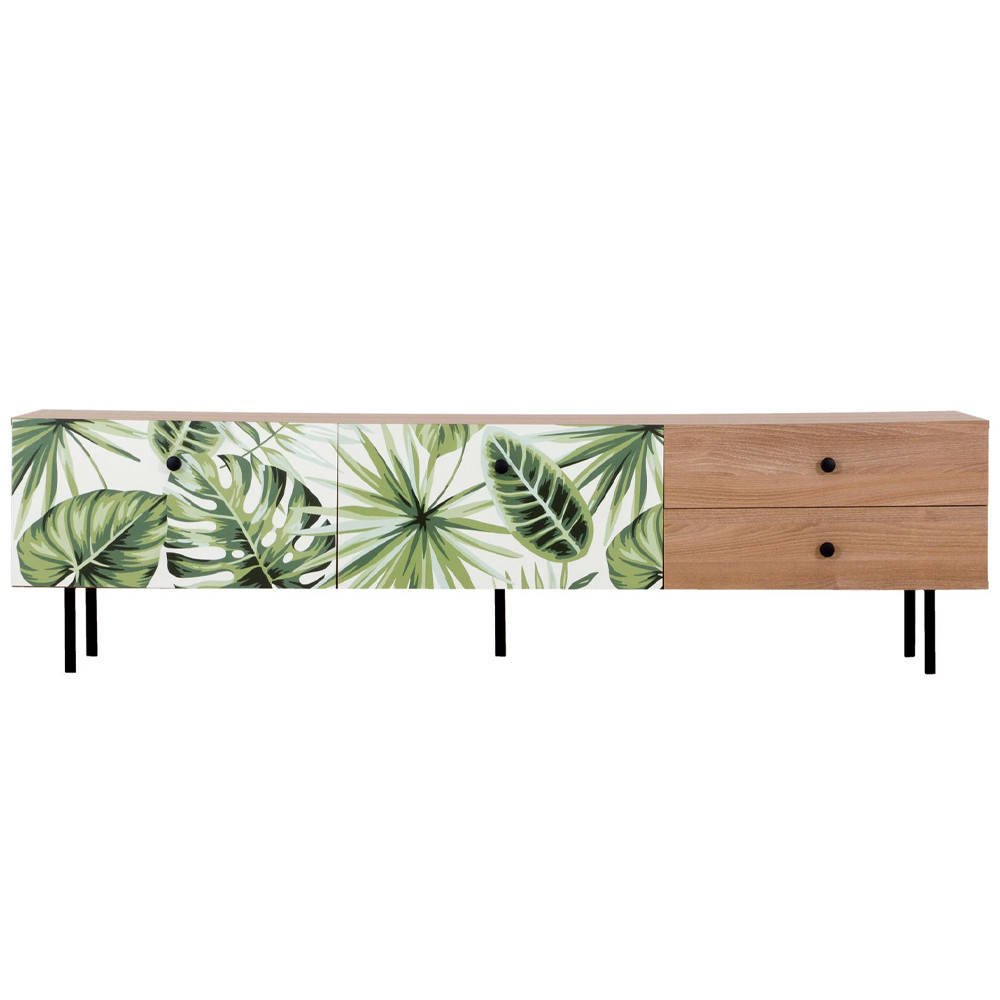Длинная ТВ-тумба с принтом на ящиках Elise TV Stand