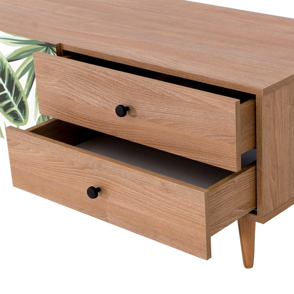 Длинная ТВ-тумба с принтом на ящиках Elise TV Stand