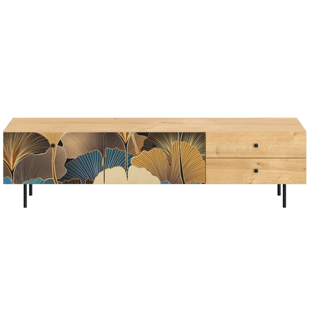 Длинная ТВ-тумба с принтом на ящиках Elise TV Stand