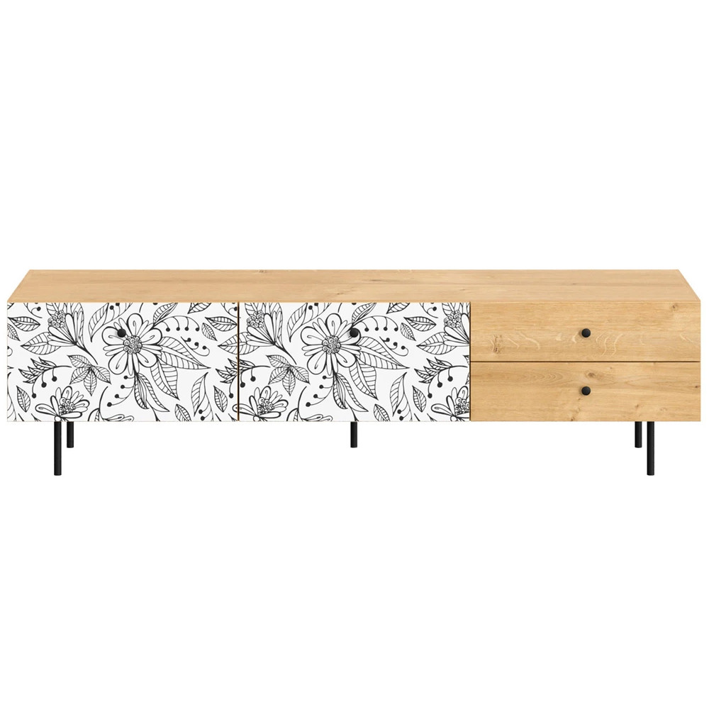 Длинная ТВ-тумба с принтом на ящиках Elise TV Stand