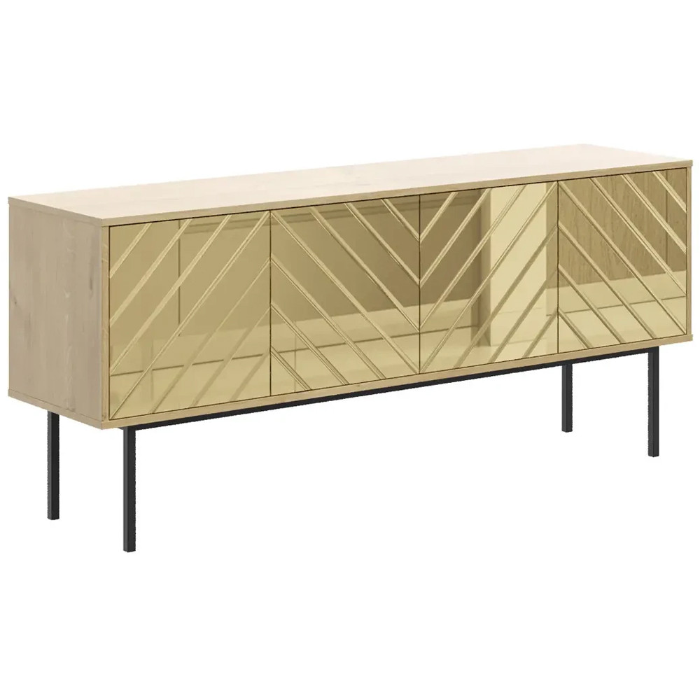 Длинная тумба с зеркальным декором Serena