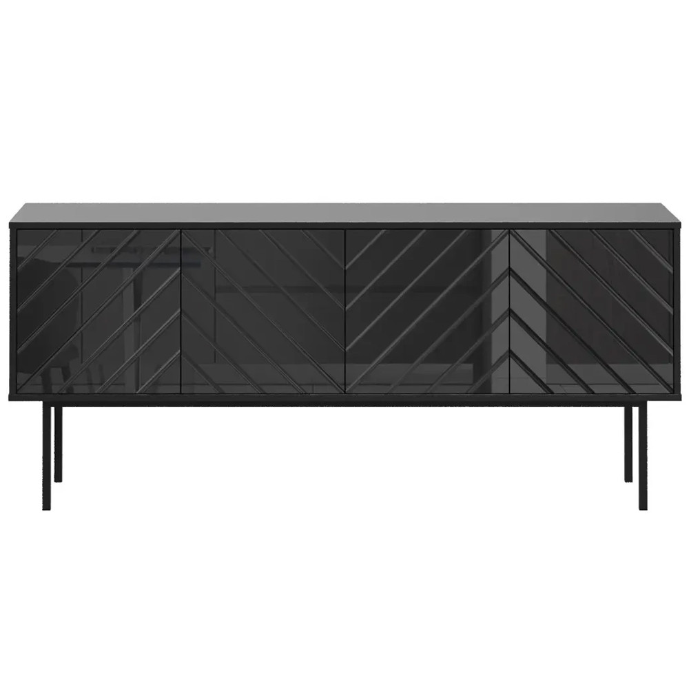 Длинная тумба с зеркальным декором Serena