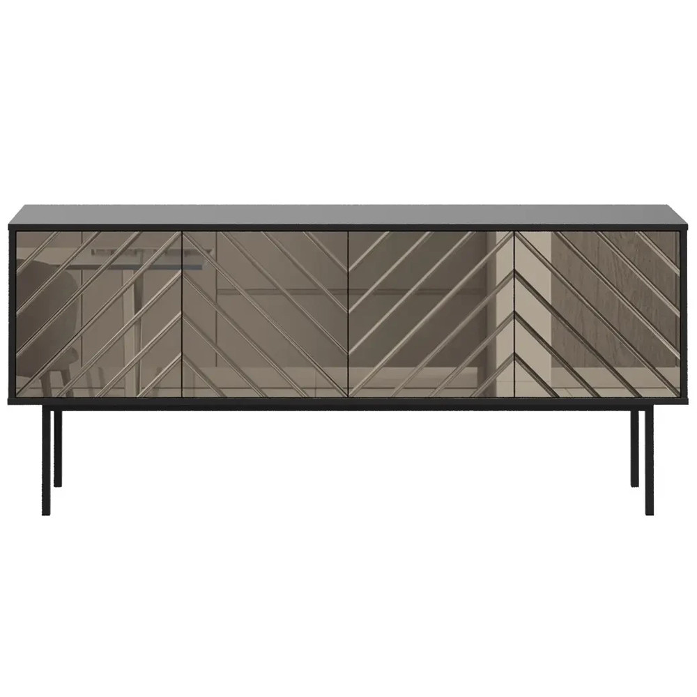 Длинная тумба с зеркальным декором Serena