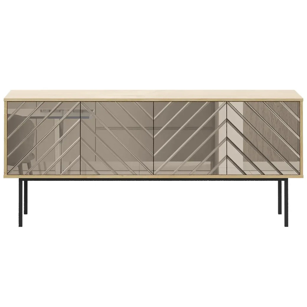 Длинная тумба с зеркальным декором Serena