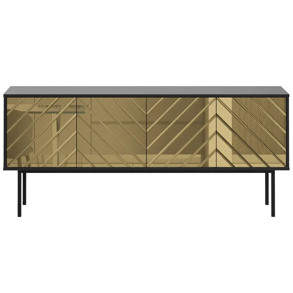 Длинная тумба с зеркальным декором Serena