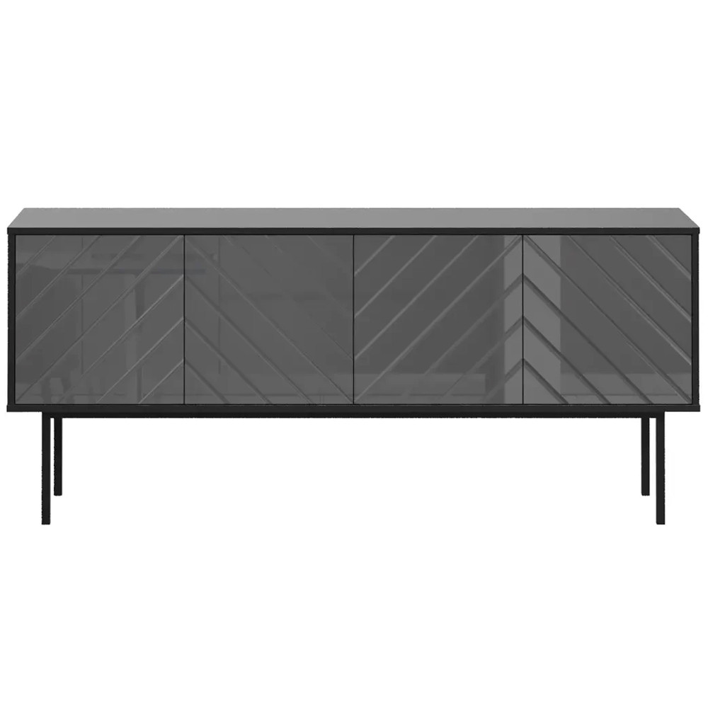 Длинная тумба с зеркальным декором Serena