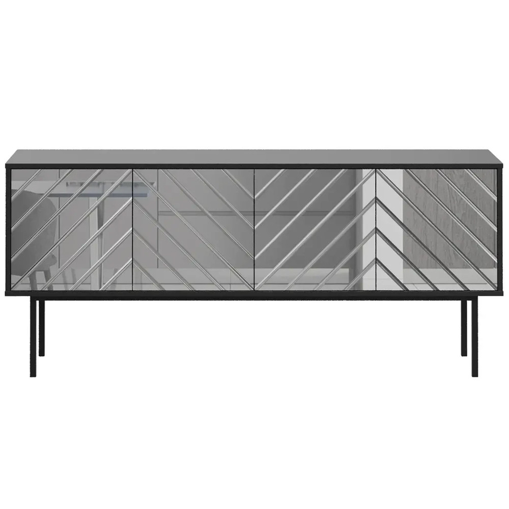 Длинная тумба с зеркальным декором Serena