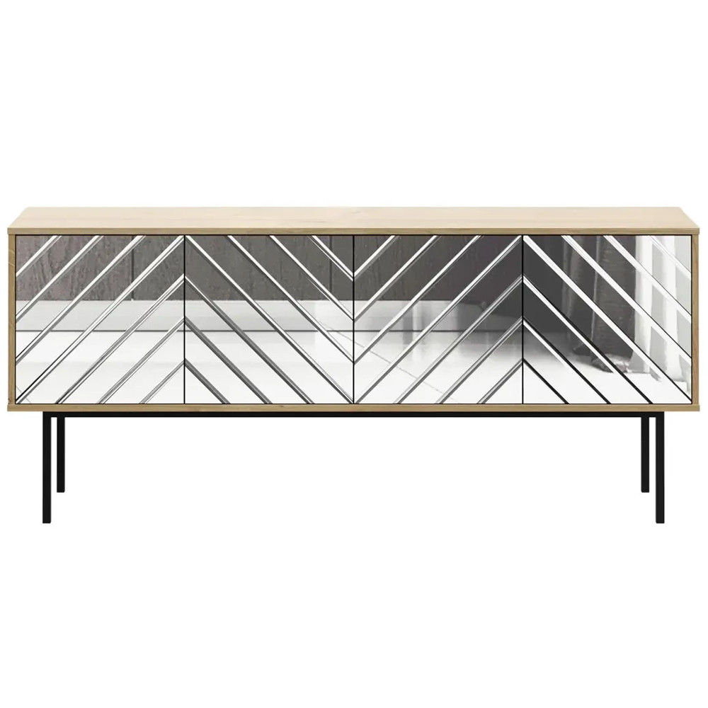 Длинная тумба с зеркальным декором Serena