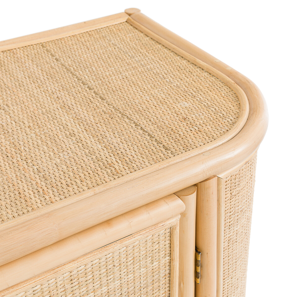 Длинный комод из ротанга с дверцами и ящиками Simone Rattan Chest of Drawers