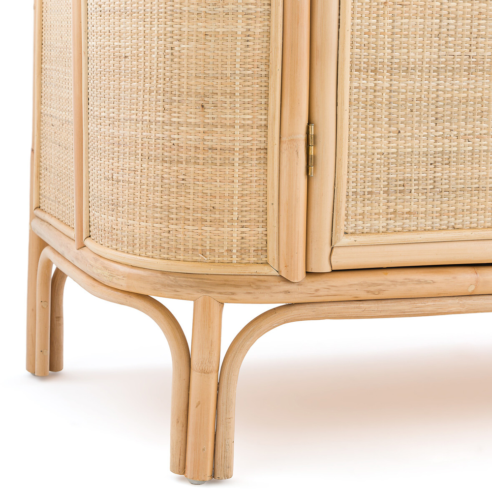 Длинный комод из ротанга с дверцами и ящиками Simone Rattan Chest of Drawers