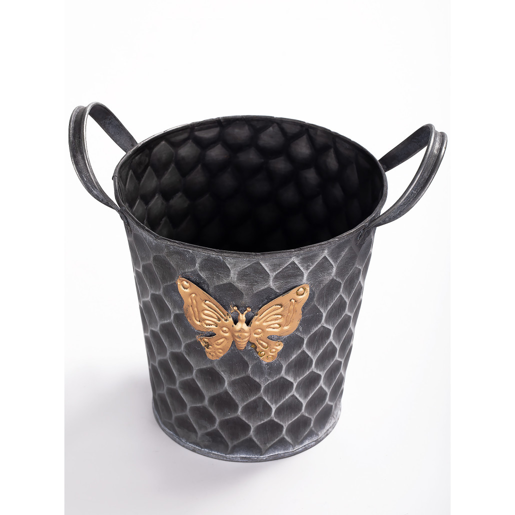 Железное кашпо Gold butterfly design