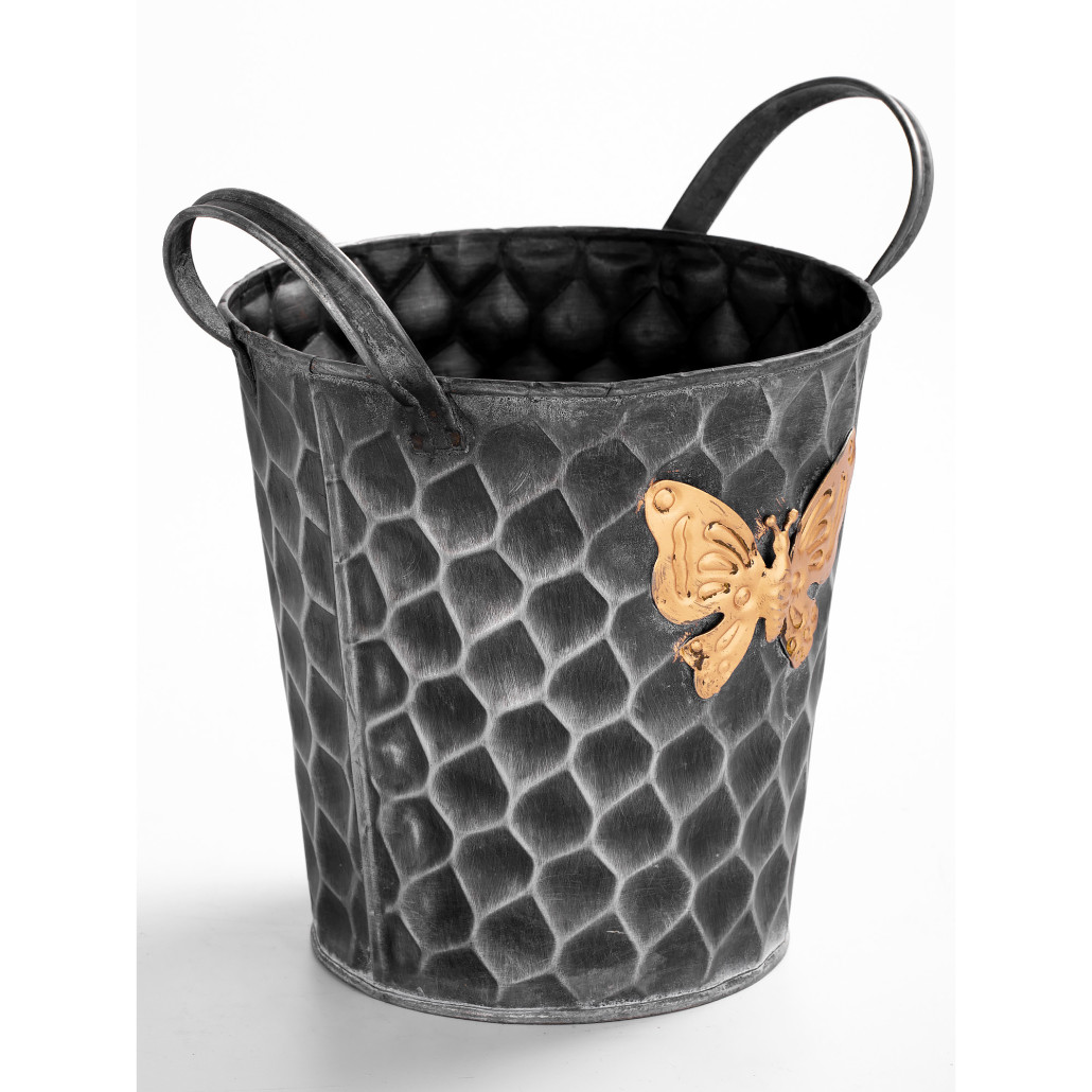 Железное кашпо Gold butterfly design