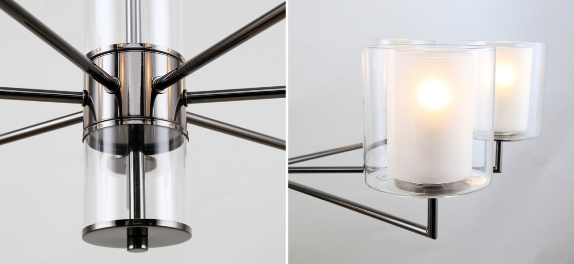 Жемчужно-черная люстра с плафонами из двойного стекла LAURENT