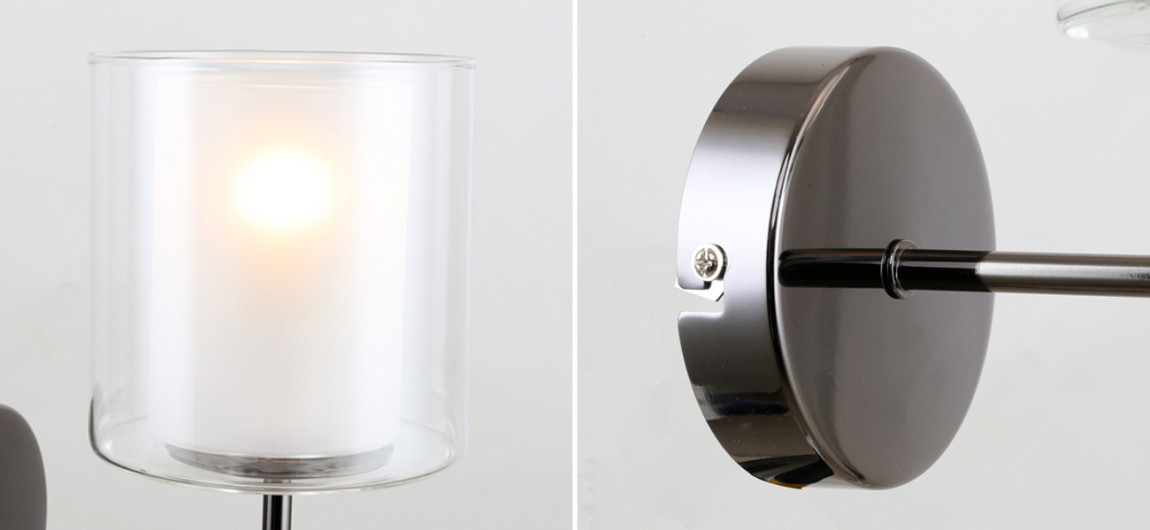 Жемчужно-черное бра с плафоном из двойного стекла LAURENT