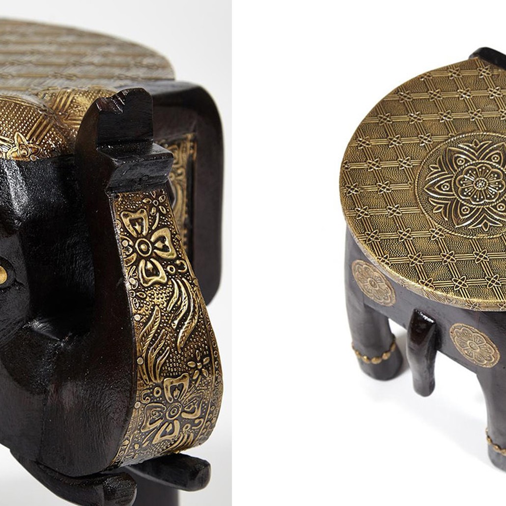 Журнальный стол Antique Indian Brass Mango Wood Elephant Table