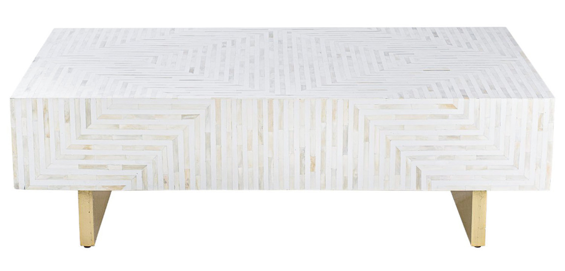 Журнальный стол Cream Indian Bone Inlay coffee table
