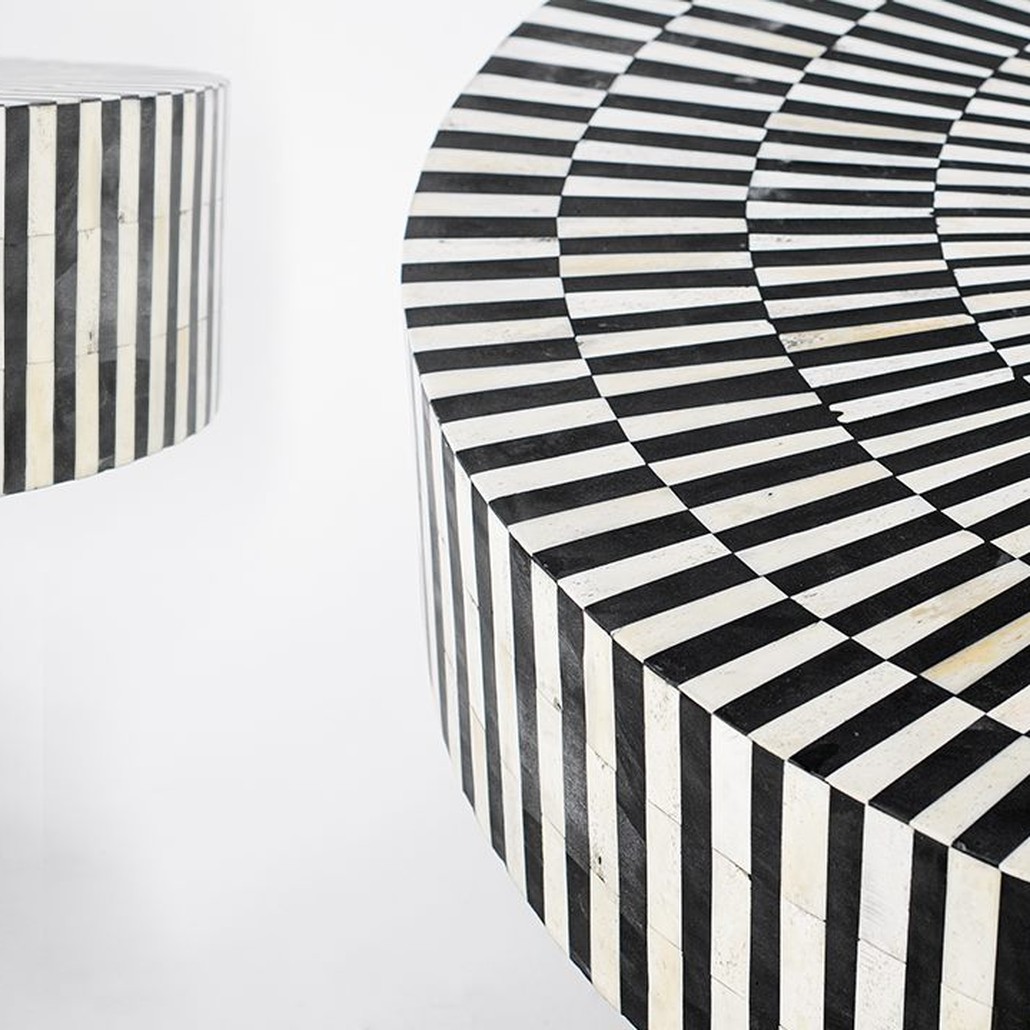 Журнальный стол Round Indian Bone Inlay coffee table