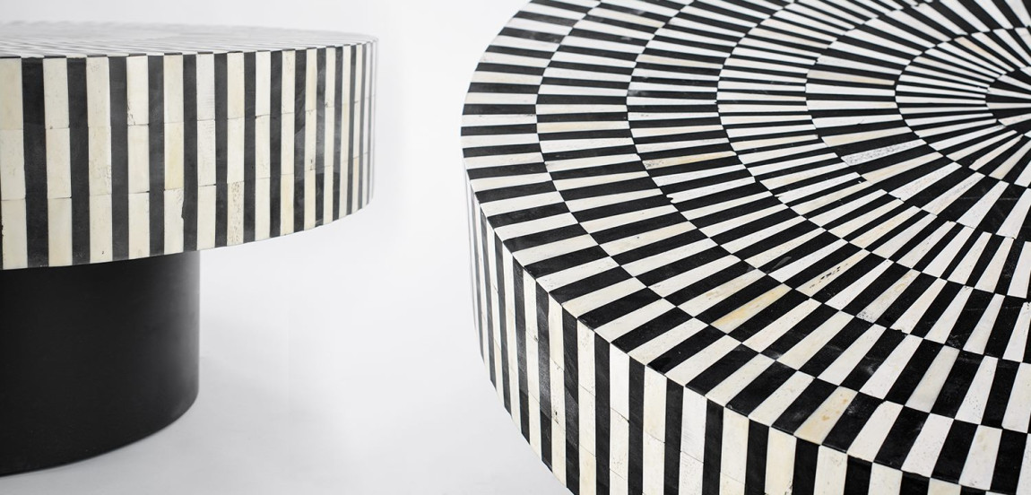 Журнальный стол Round Indian Bone Inlay coffee table