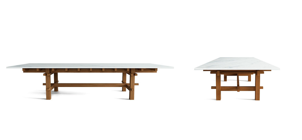 Журнальный стол из дерева с каменной столешницей Minka Table