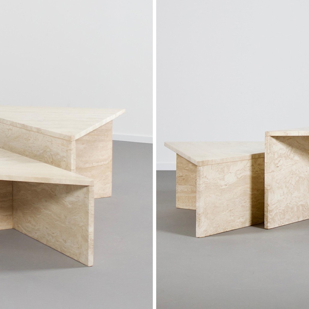 Журнальный стол из мрамора Large Travertine Coffee Table by UpUp