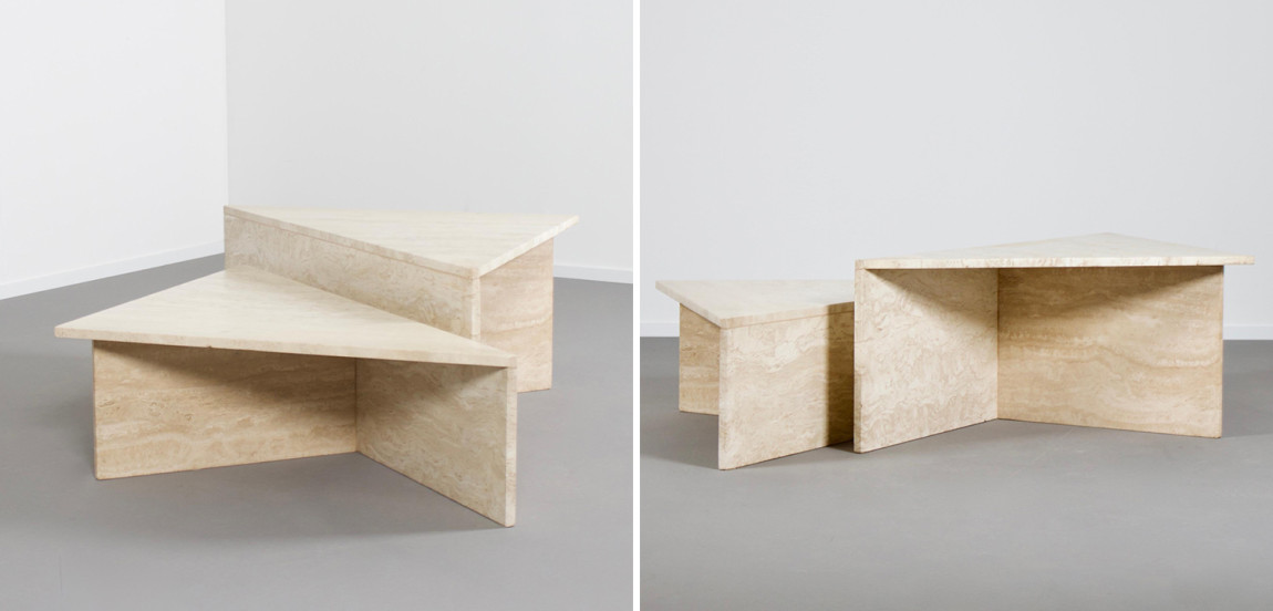 Журнальный стол из мрамора Large Travertine Coffee Table by UpUp