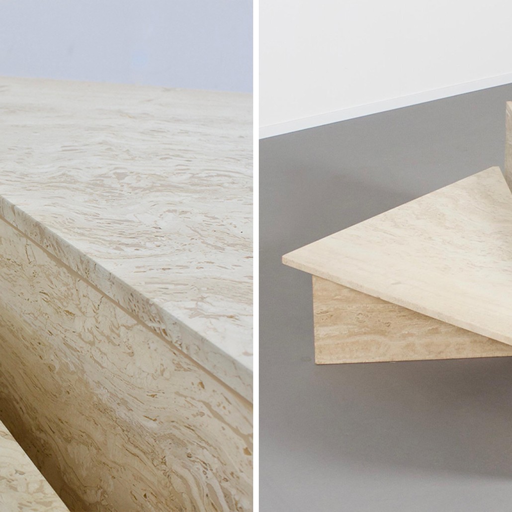 Журнальный стол из мрамора Large Travertine Coffee Table by UpUp