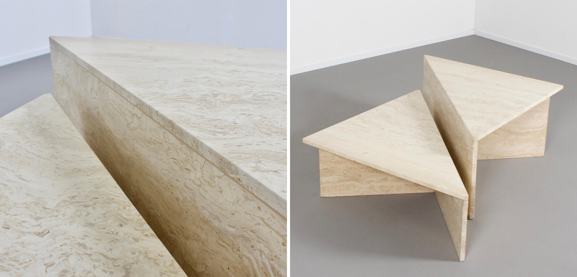 Журнальный стол из мрамора Large Travertine Coffee Table by UpUp