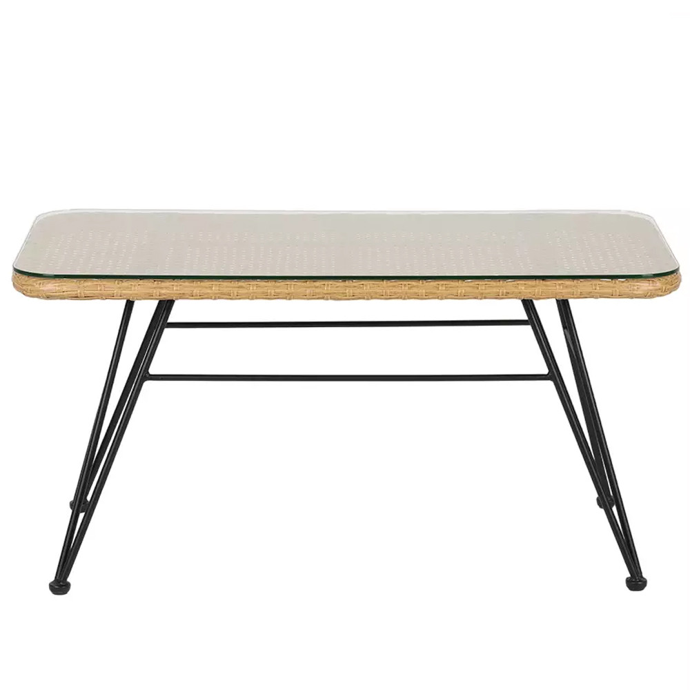 Журнальный столик с столешницей из ротанга и стекла Wicker Tabletop Under Glass