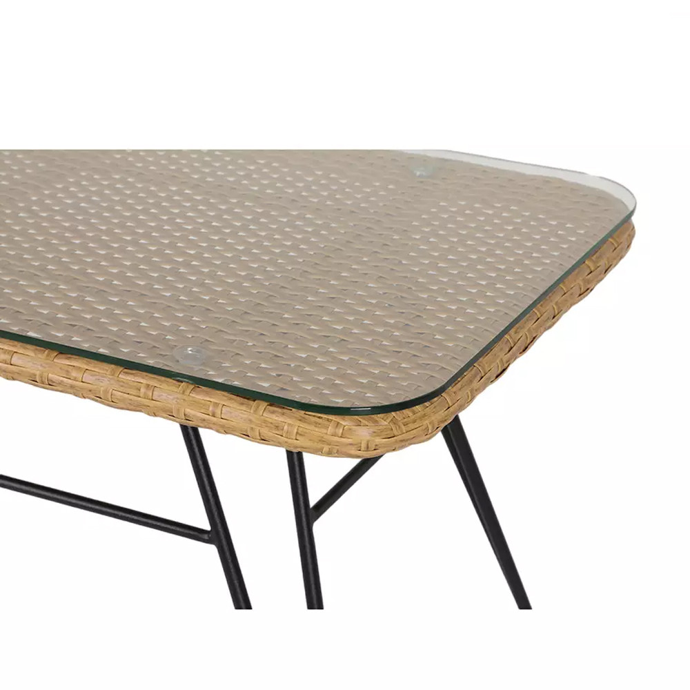 Журнальный столик с столешницей из ротанга и стекла Wicker Tabletop Under Glass