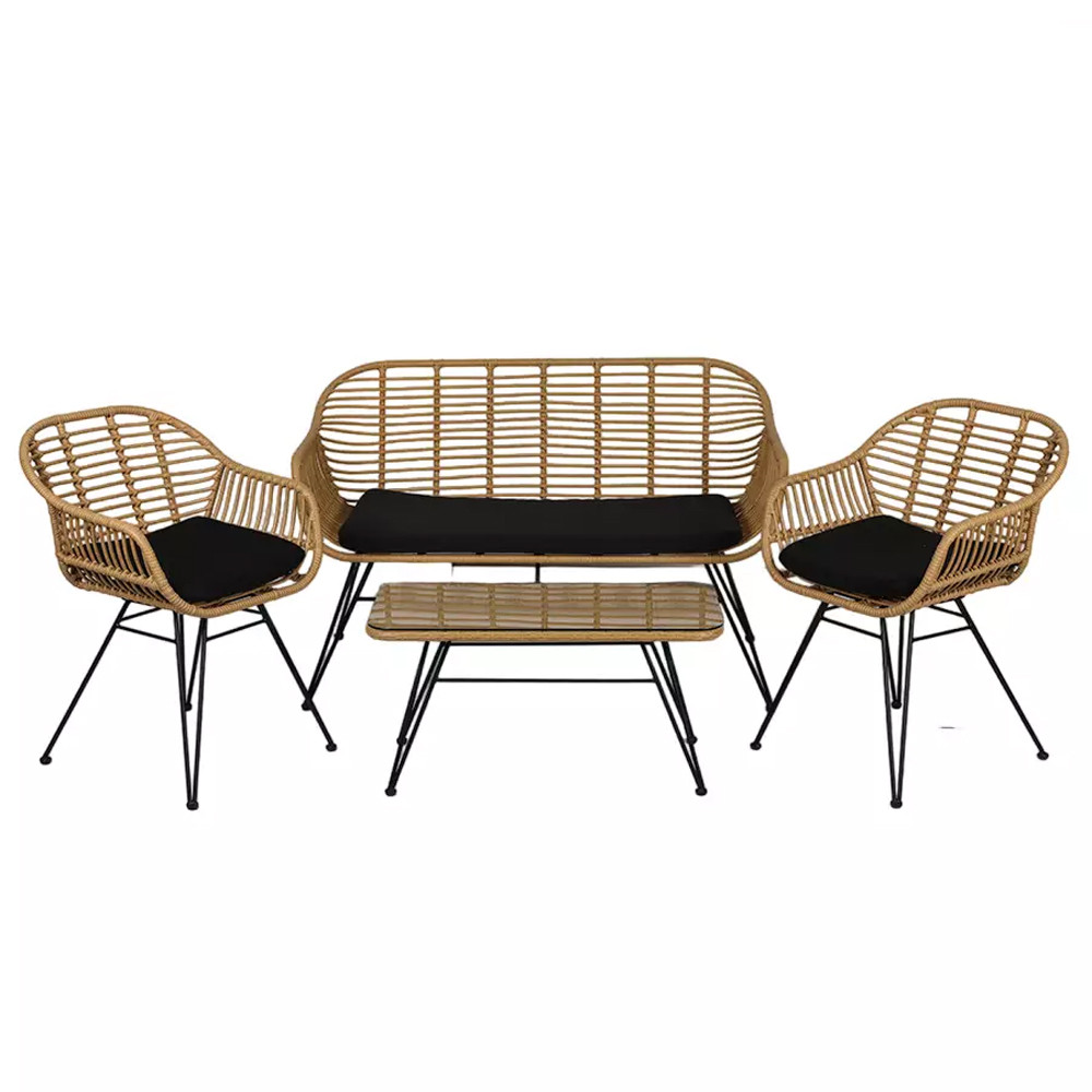 Журнальный столик с столешницей из ротанга и стекла Wicker Tabletop Under Glass