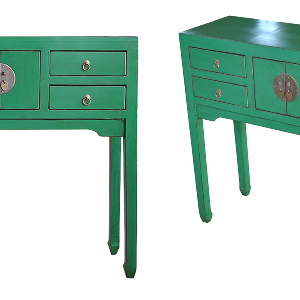 Зеленая Консоль в Китайском Стиле из сосны Green Console Chinese
