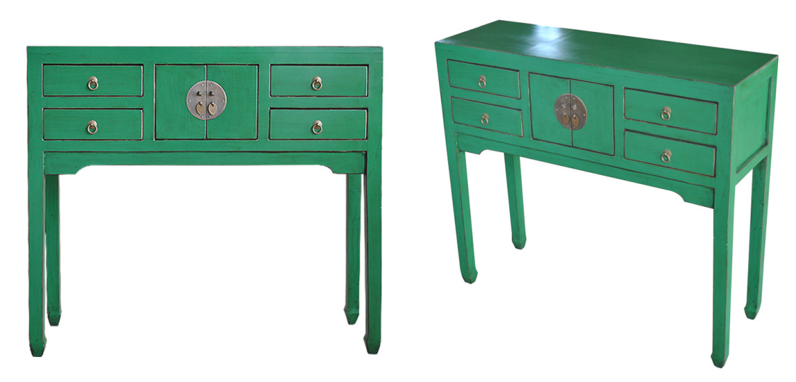 Зеленая Консоль в Китайском Стиле из сосны Green Console Chinese