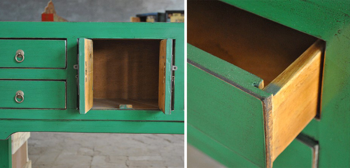 Зеленая Консоль в Китайском Стиле из сосны Green Console Chinese