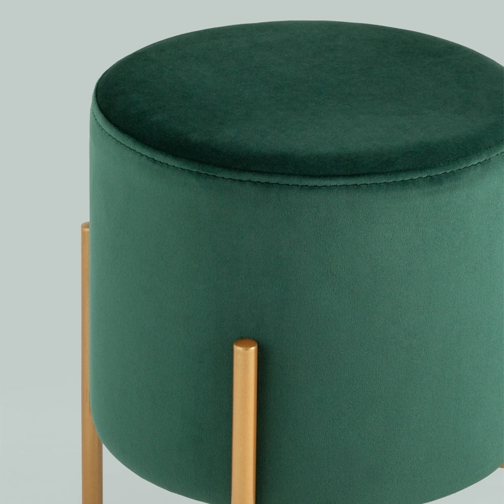 Зеленый пуф на золотистых ножках SANJAY