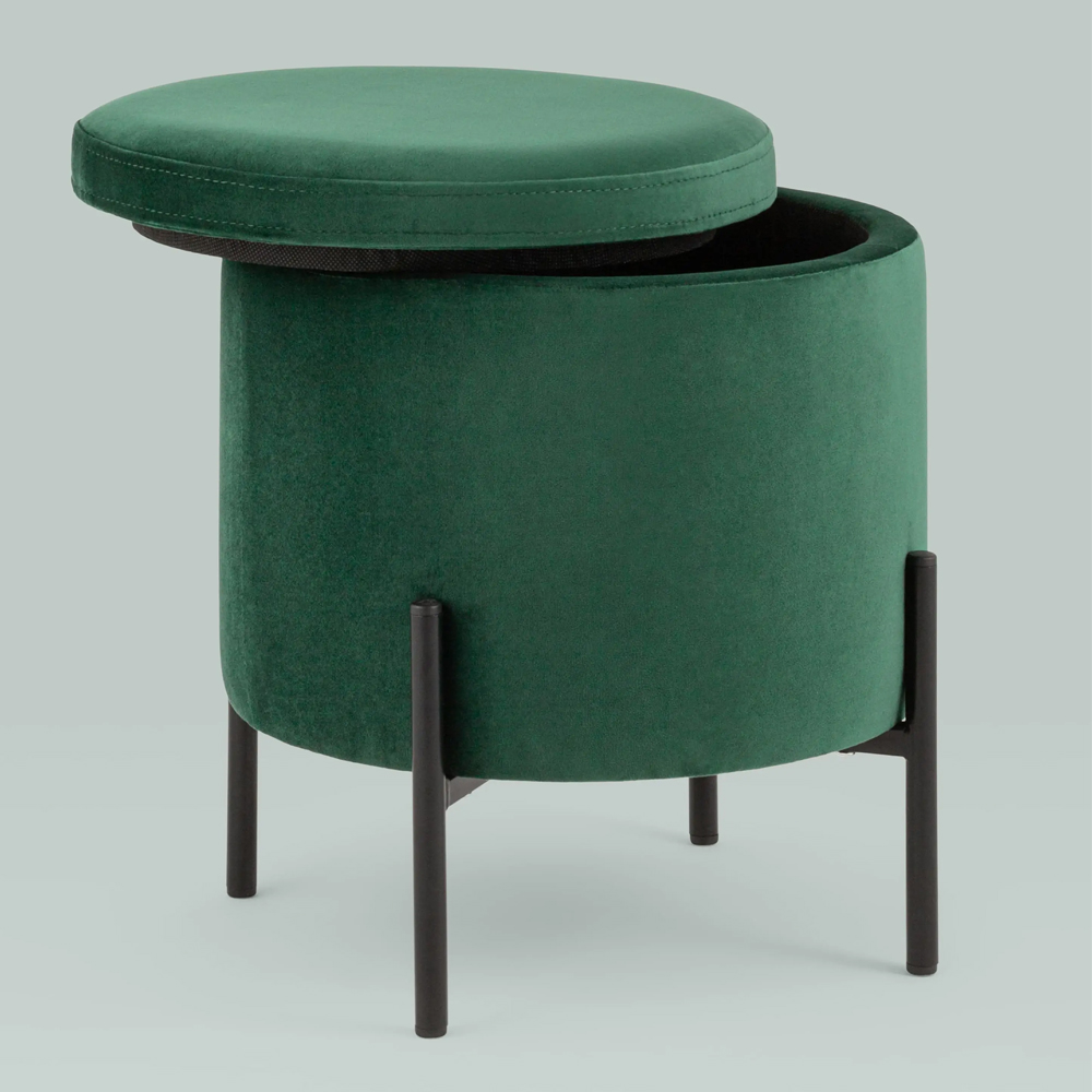 Зеленый пуф на черных ножках SANJAY