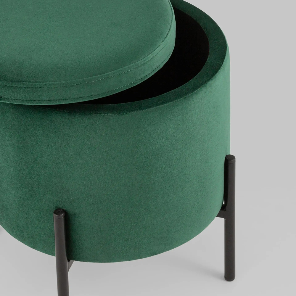 Зеленый пуф на черных ножках SANJAY