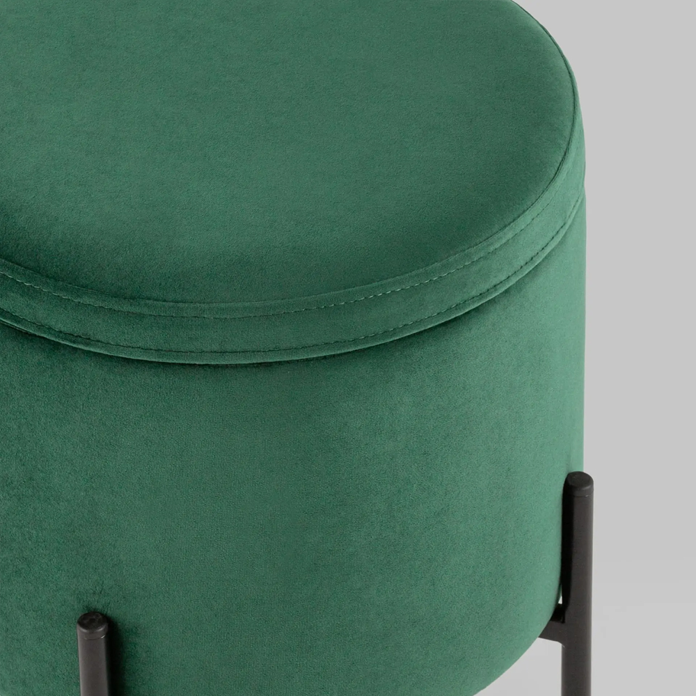 Зеленый пуф на черных ножках SANJAY