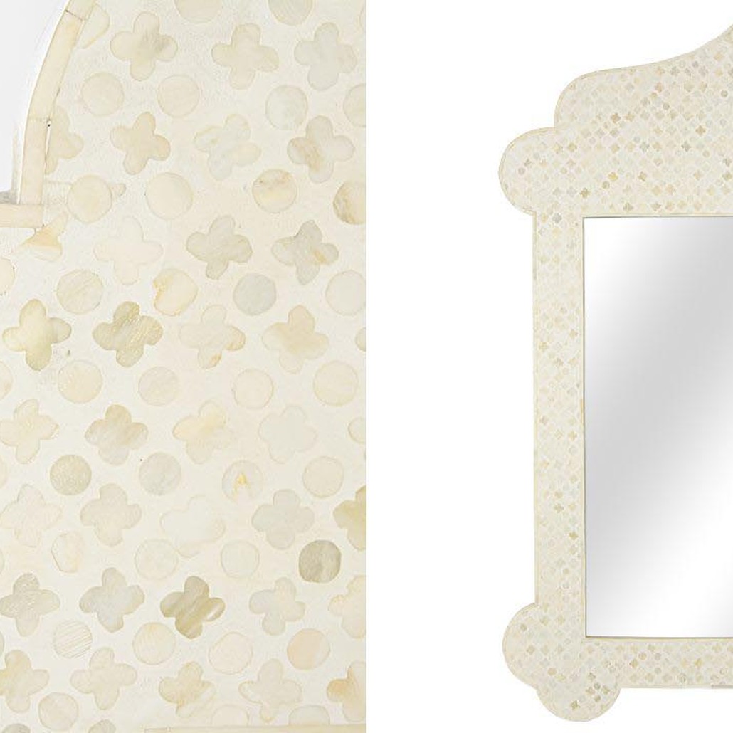 Зеркало Bone Inlay Dome Mirror beige