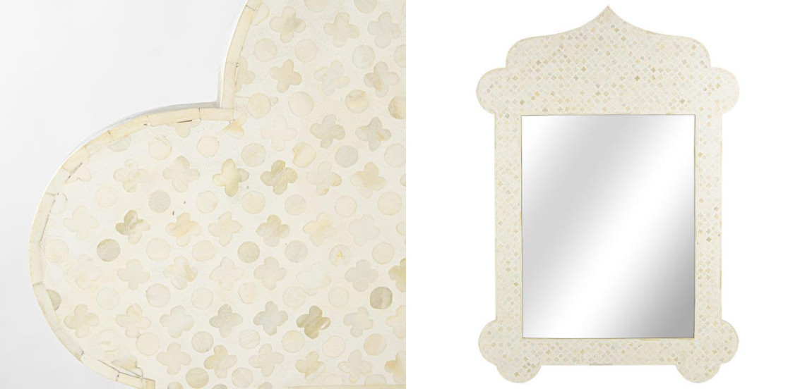 Зеркало Bone Inlay Dome Mirror beige