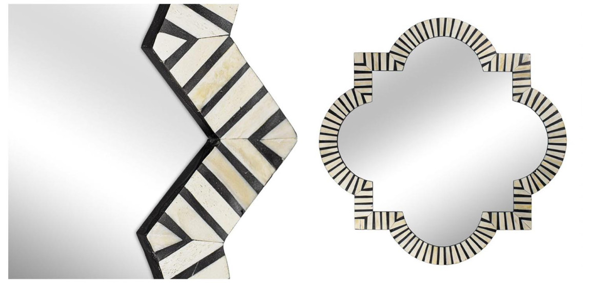 Зеркало Bone Inlay Mirror black and white