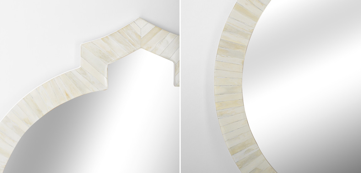 Зеркало Bone Inlay Round Mirror white
