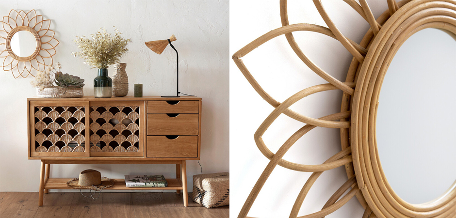 Зеркало Mirror Rattan Flower II