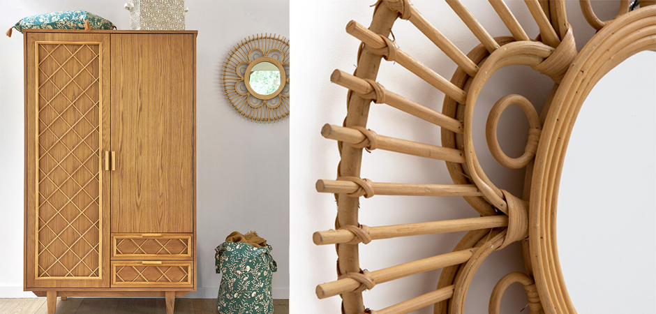 Зеркало Mirror Rattan Round D65